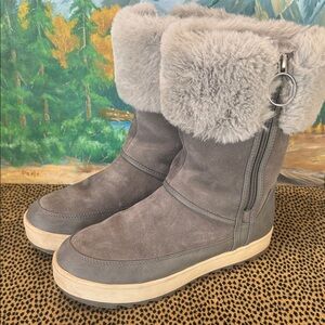 Koolaburra Gray Suede Fur-Lined Boots